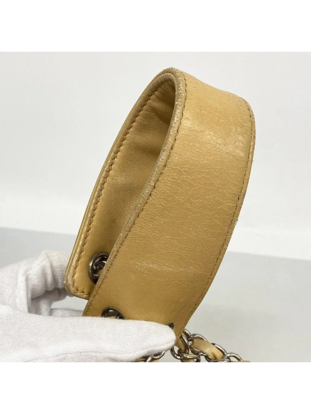 Chanel Shoulder Bag Lambskin Beige Silver - Picture 8 of 10